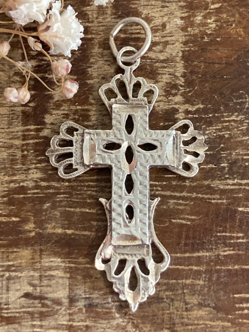 925 Silver Filigree Cross Pendant 1.5”